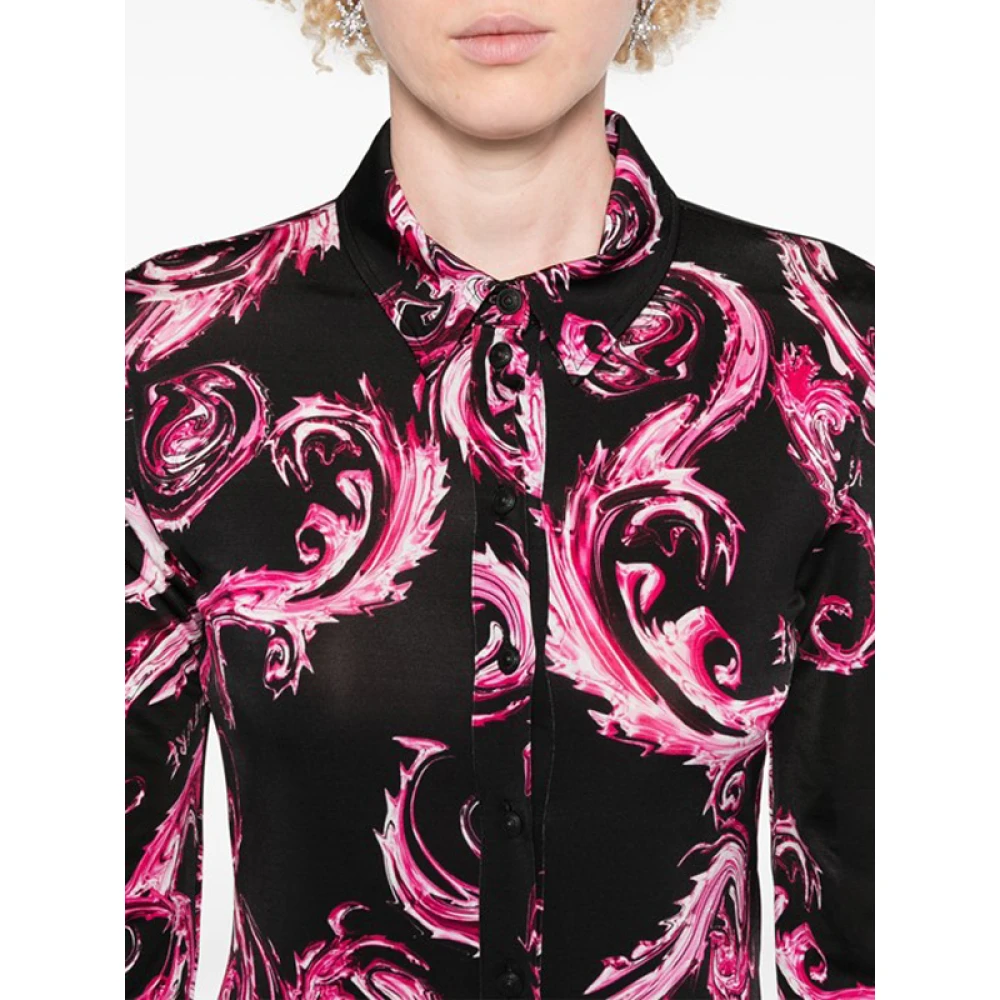 Versace Jeans Couture Print Shirt Zwart Roze Multicolor Dames