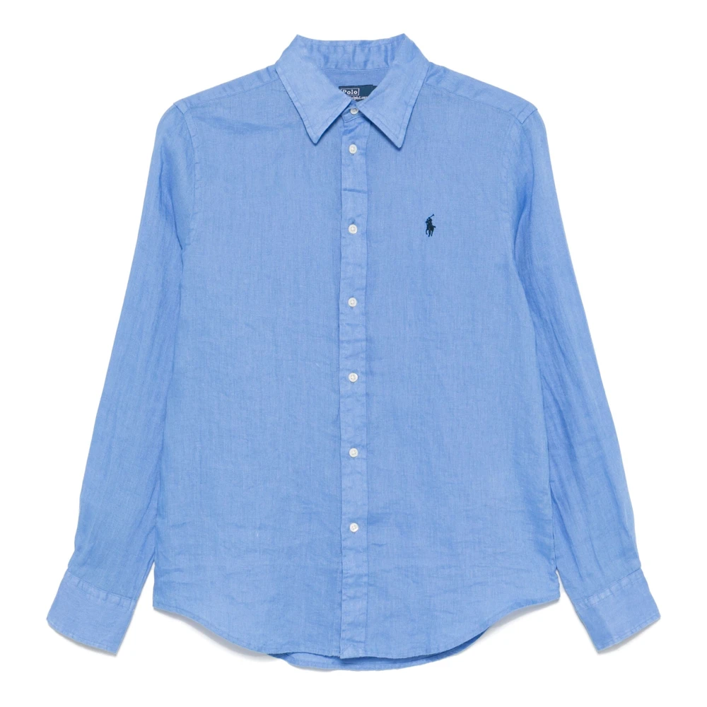 Polo Ralph Lauren Heldere Blauwe Linnen Overhemd Classic-Fit Blue Dames
