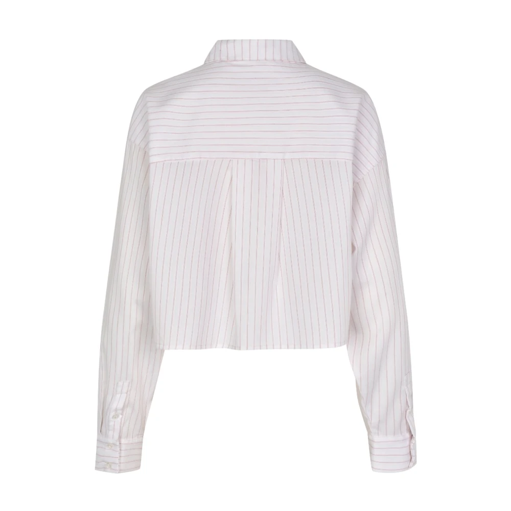 MbyM Witte Cropped Blouse met Roze Streep Emele White Dames