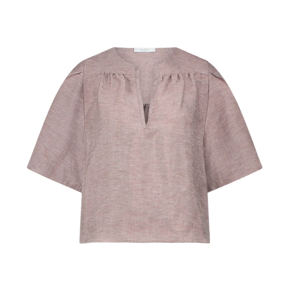 By-Bar Glanzende Blouse Korte Mouw Blake Pink Dames