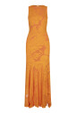 robe-orange-sans-manches-a-col-en-v