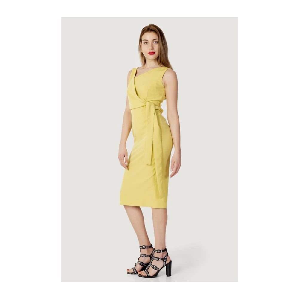 Sandro Ferrone Lange Polyester Jurk Lente Zomer Collectie Yellow Dames
