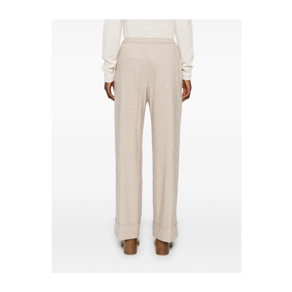 Herno Beige Broek met Elastische Taille Beige Dames