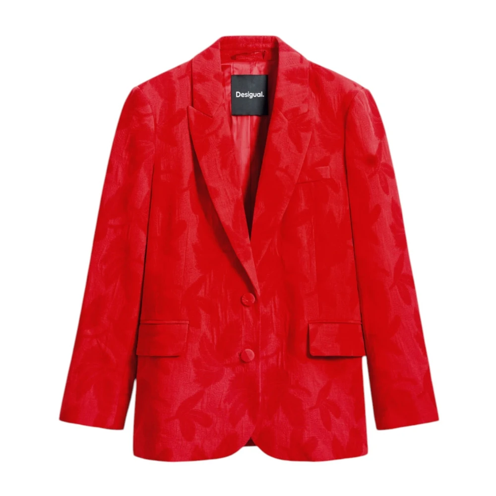 Desigual Röd Knäppt Blazer Vår/Sommar Kvinnor Red, Dam