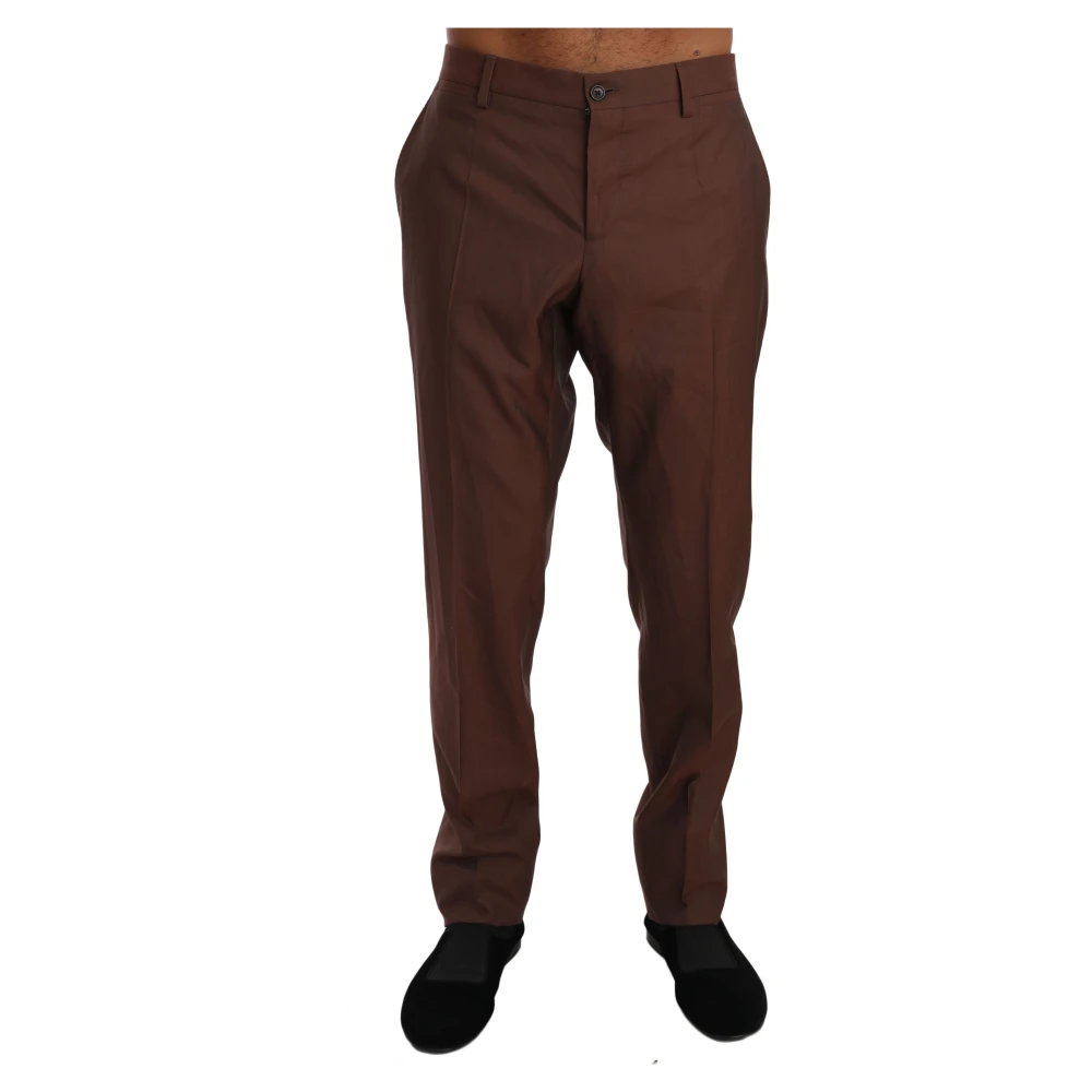 Dolce & Gabbana Men's Brown Wool Silk Formal Trousers Trousers - Chinos - 2XL - Trousers