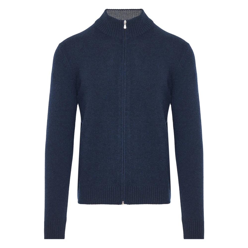 Gran Sasso Luxe Cashmere Cardigan met Volledige Rits Blue Heren