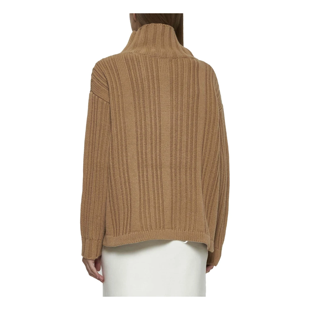 Max Mara Vitalba Oversized Trui Kameel Ribgebreid Brown Dames