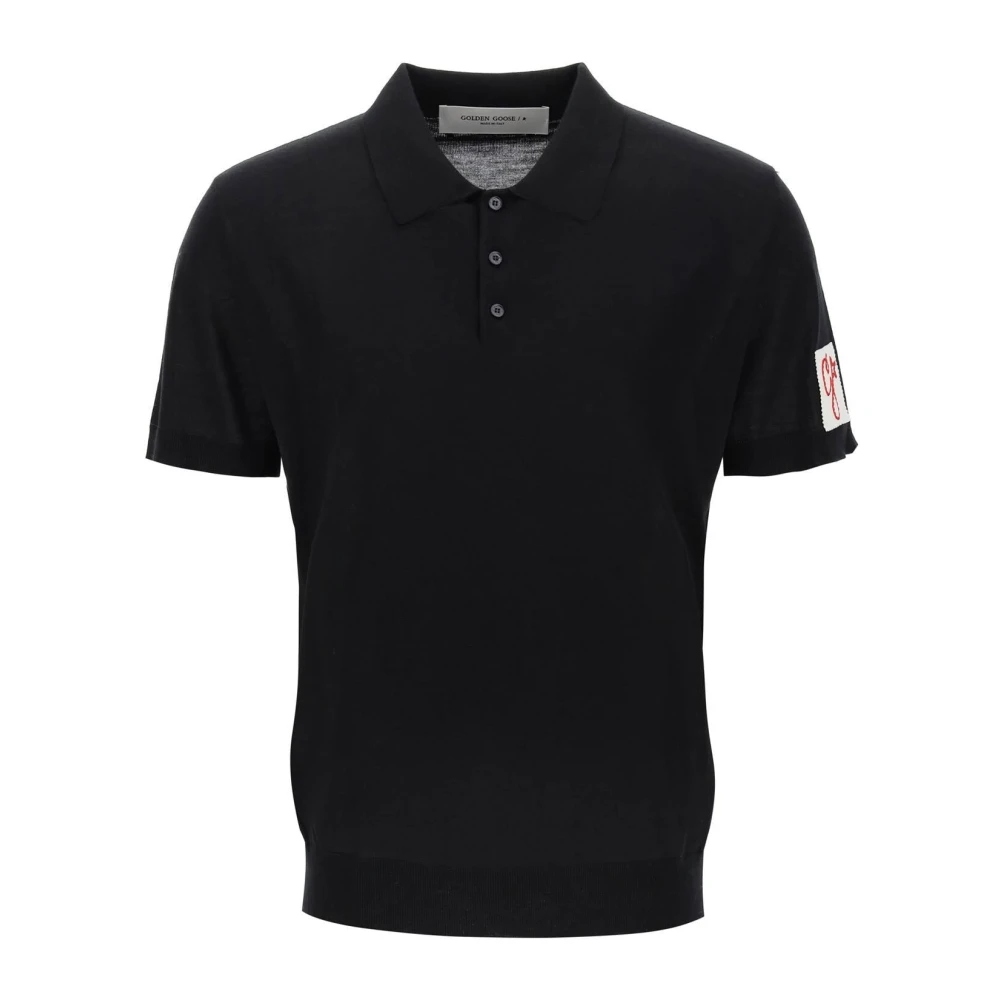 Golden Goose Polo Shirt van Virgin Wool Black Heren