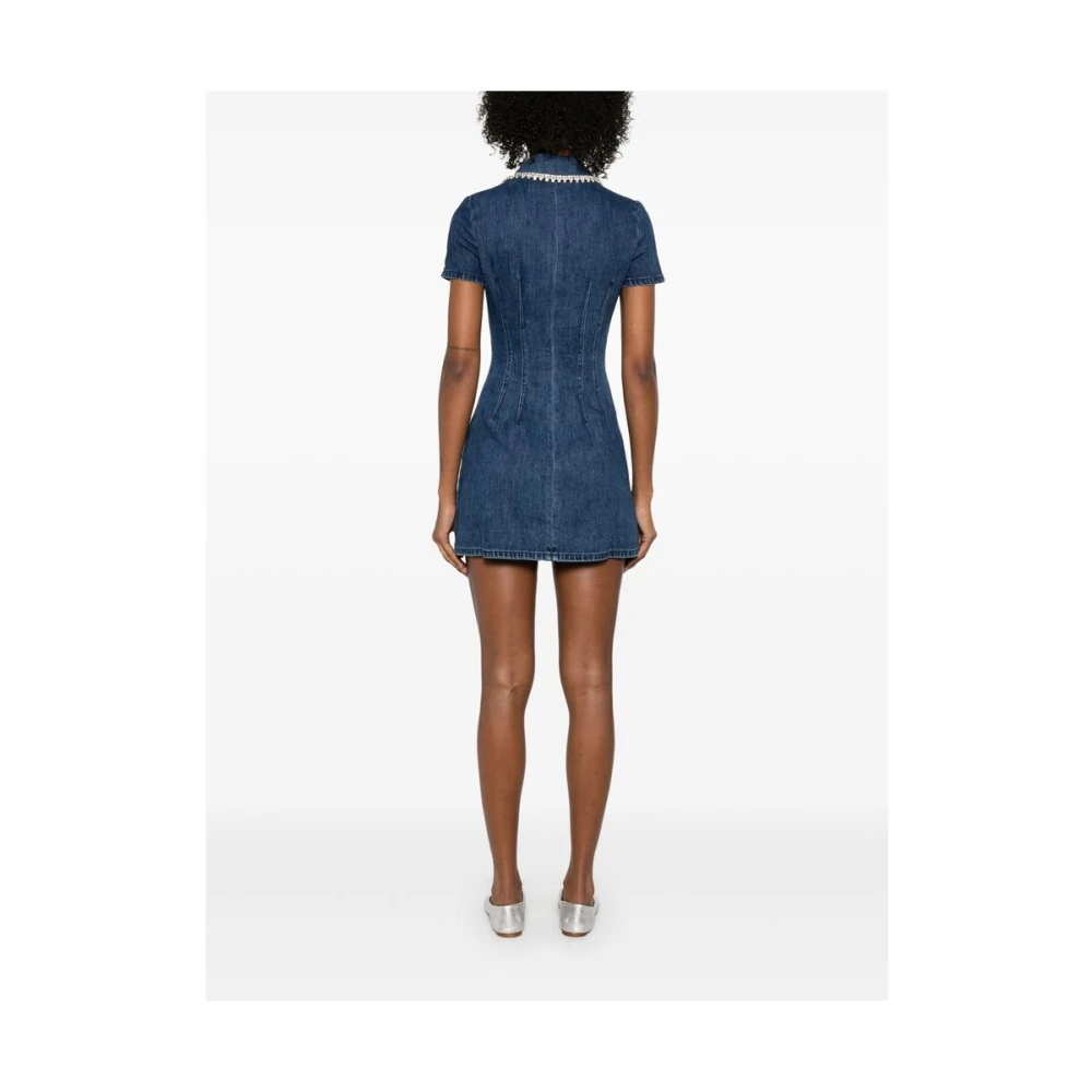 Self Portrait Indigo Blue Crystal Button Dress Blue Dames