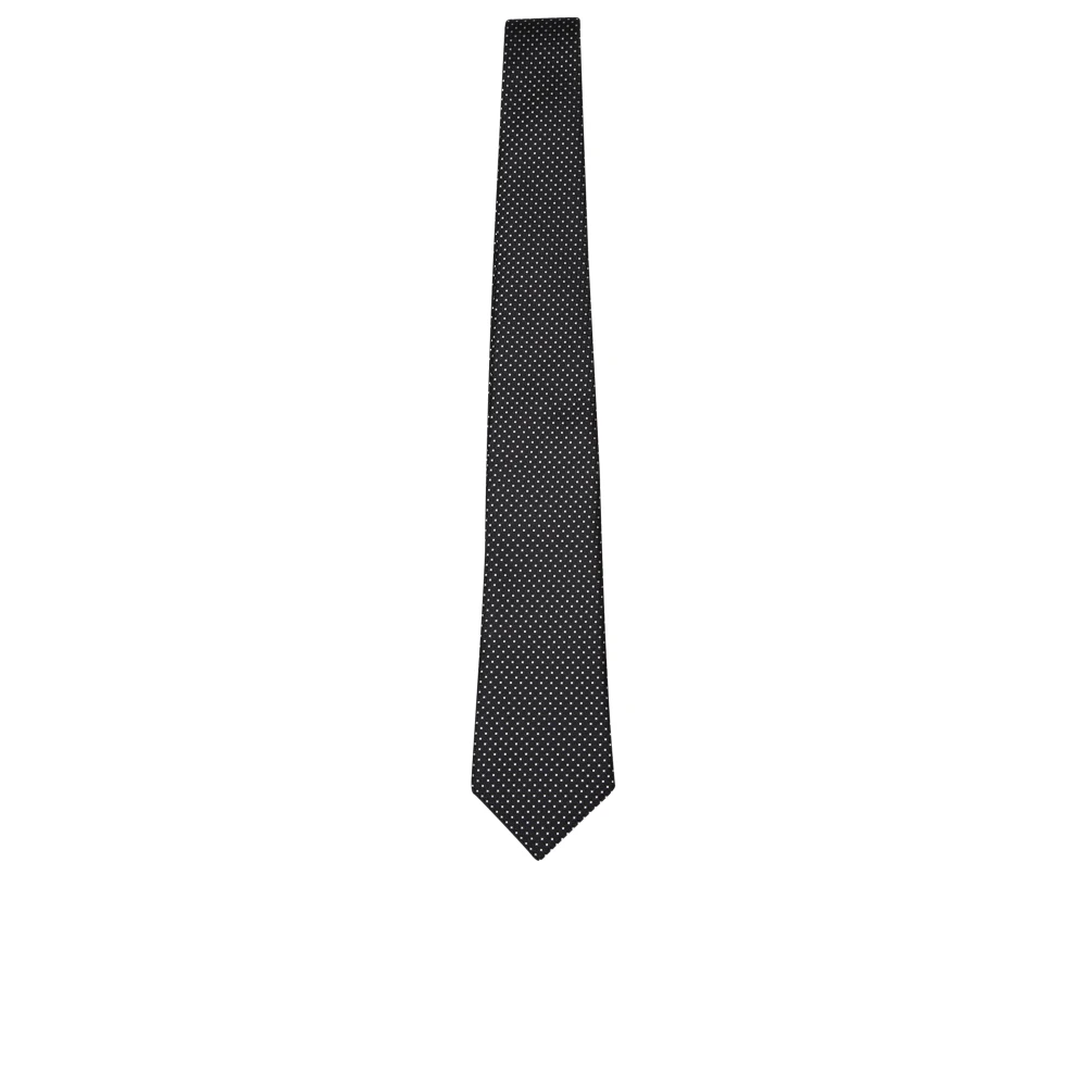 Canali Zijden stropdas met puntige tip Black Heren