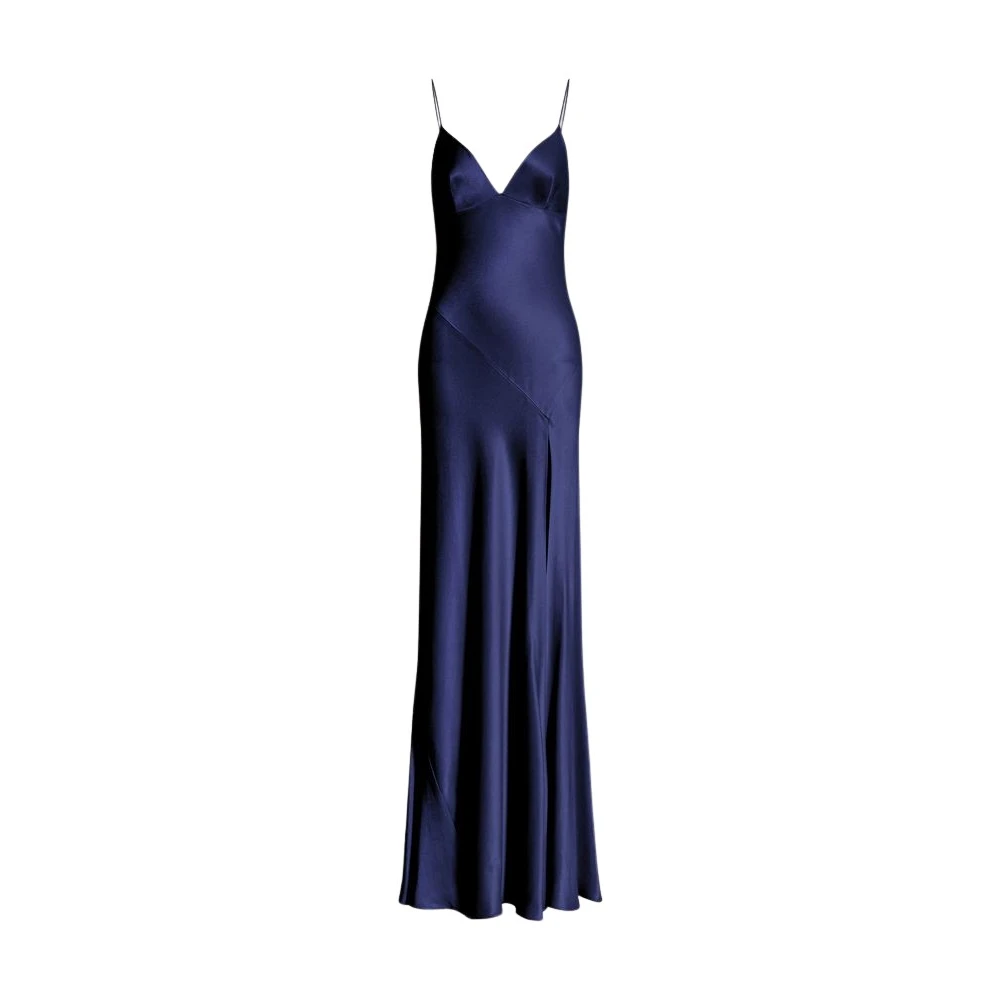 Alberta Ferretti Blue Long Slip Dress With Side Slit - Female - Gowns - Xs - Dresses