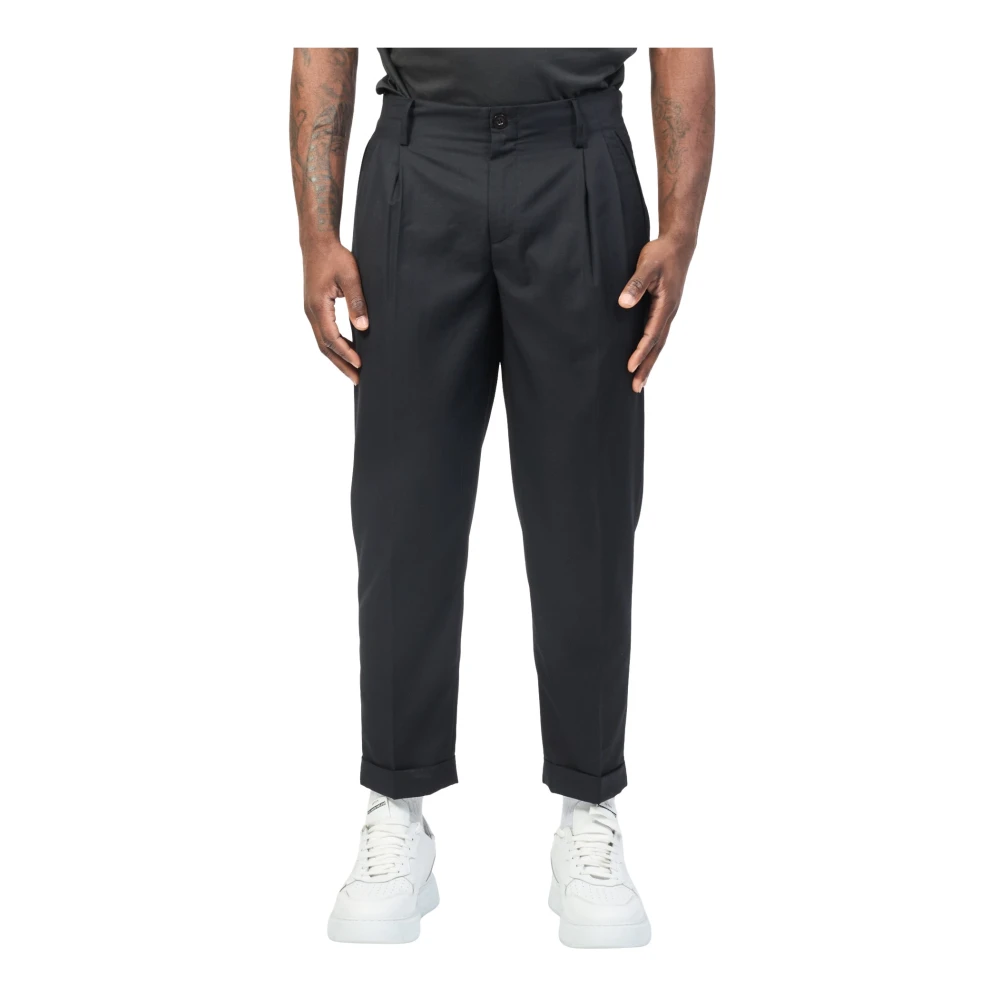 Richmond Zwarte broek met pences en zakken Black Heren