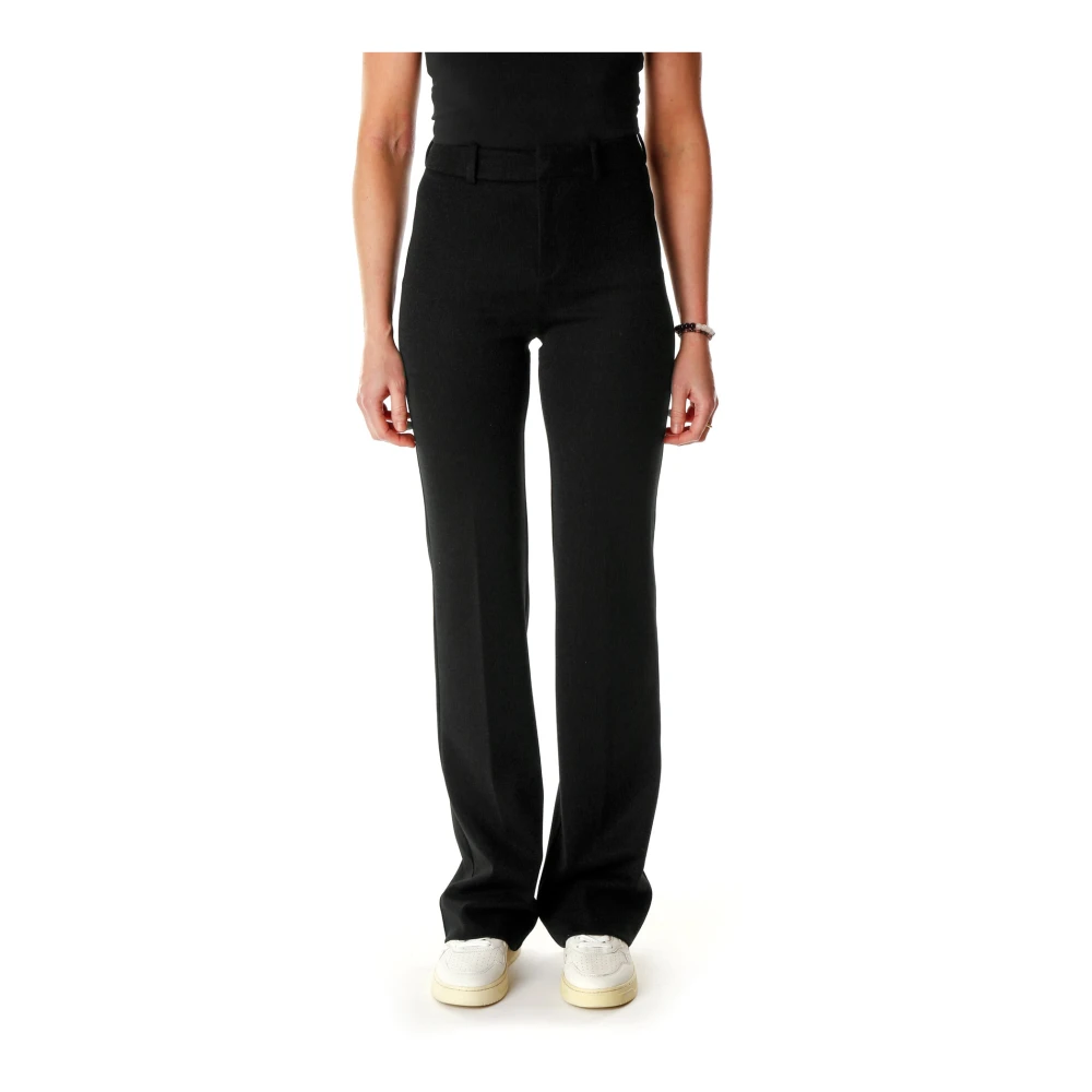 Drykorn Women's Black Straight Trousers, W31 L34, High-Waisted Glitter Trousers With Pockets