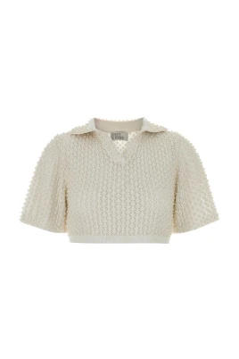 Cropped Pearl Polo Top