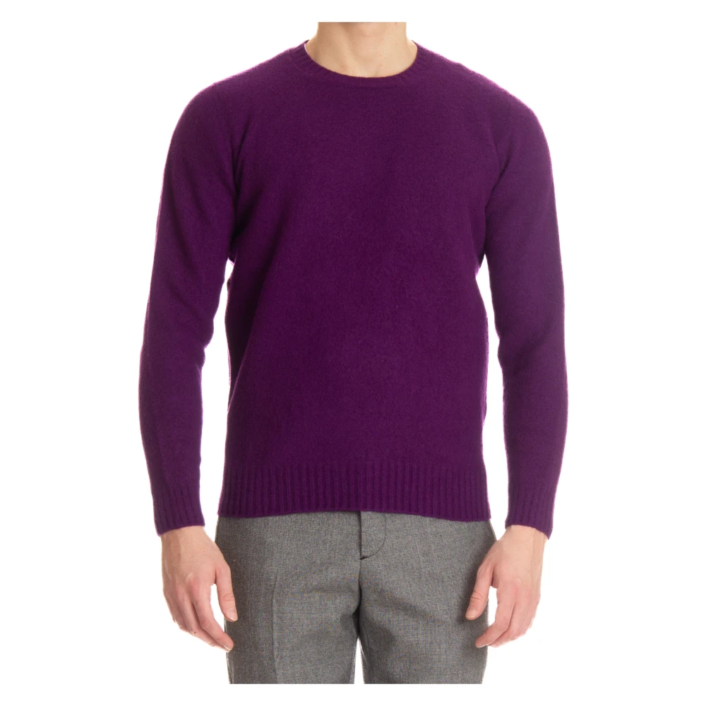 Drumohr Men's Purple Round-Neck Knitwear, L, Contemporary Wool Jumper