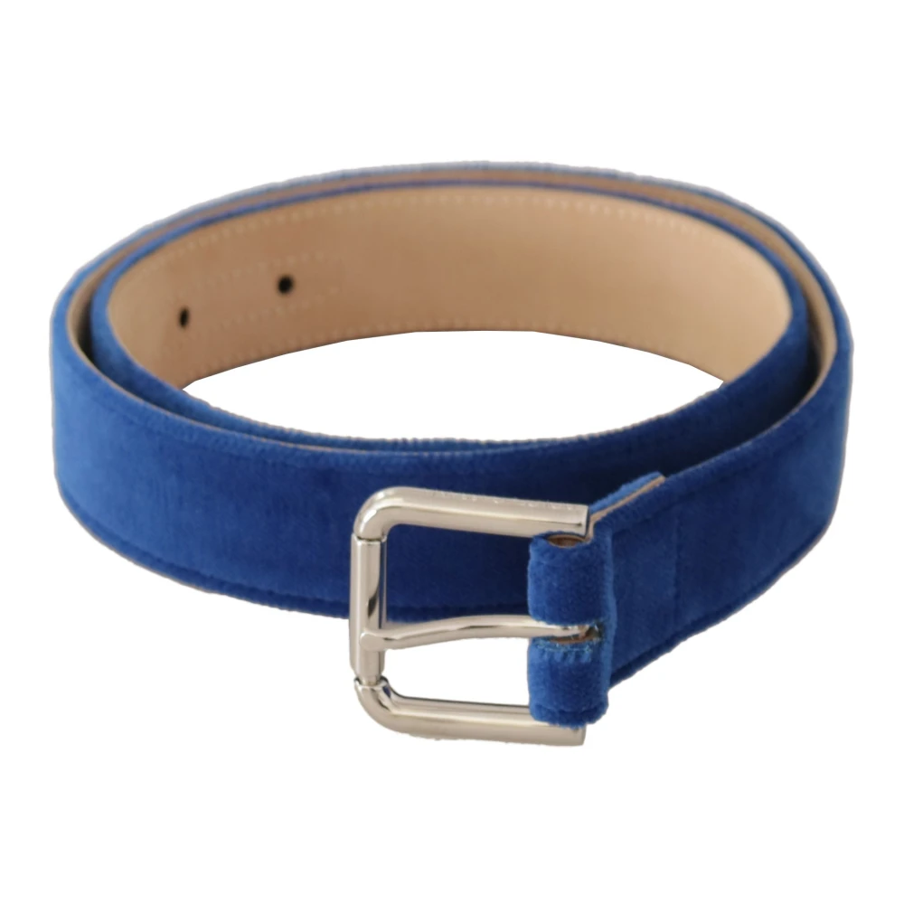 Dolce & Gabbana Vrouw Blauw Accessoires Dames, One Size, Logo Gegraveerde Metalen Gesp Riem