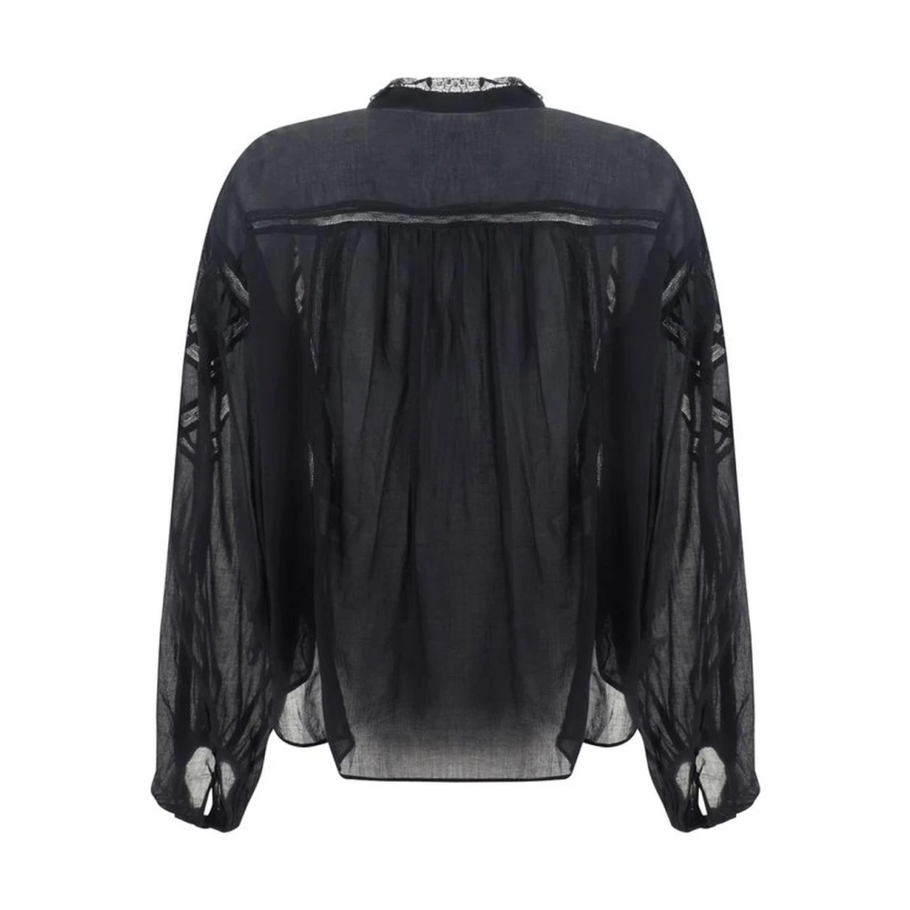 Isabel Marant Étoile Katoenen Overhemd met Kant en Mandarin Kraag Black Dames