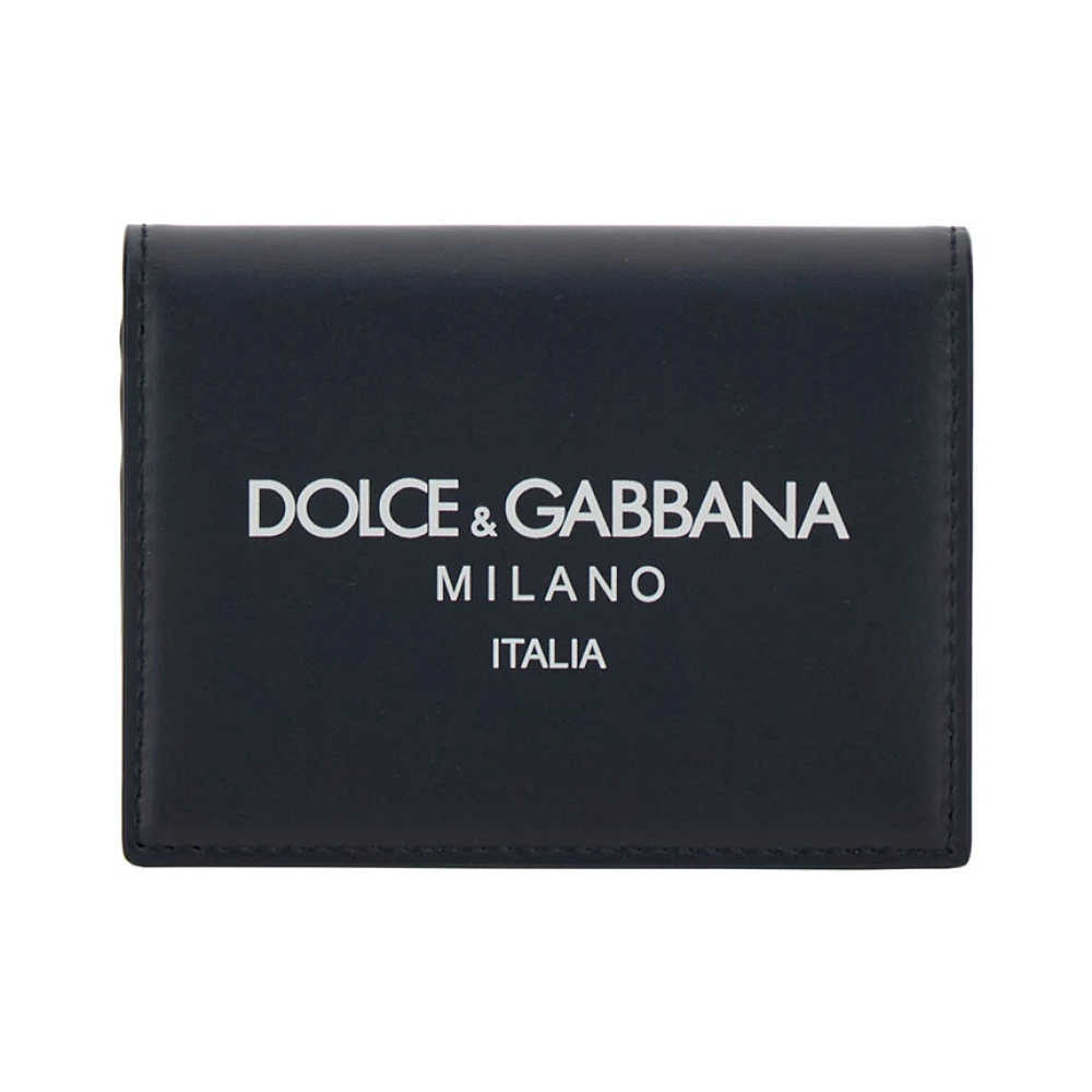 Dolce & Gabbana Zwarte Leren Portemonnee Kaarthouder Black Heren