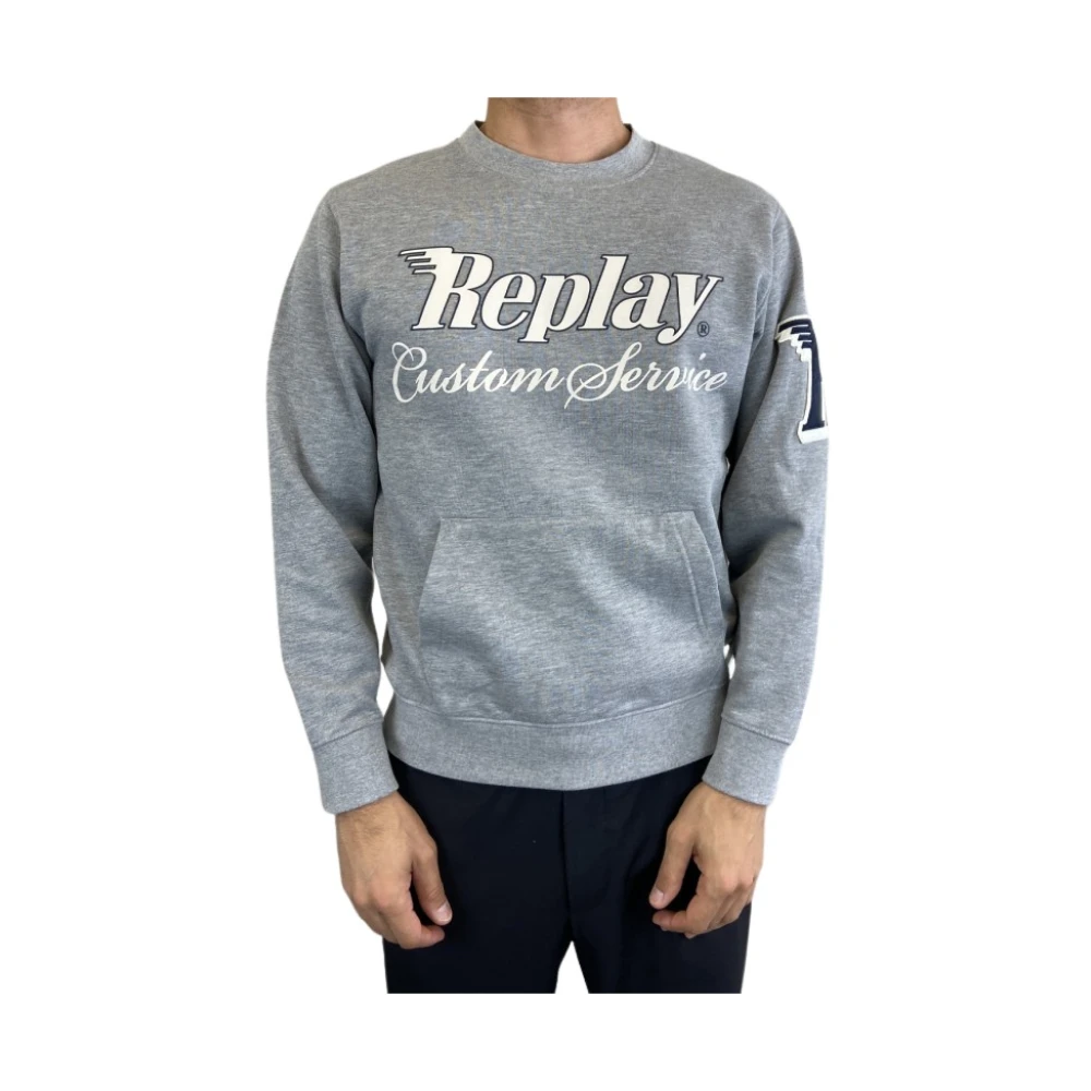 Replay Grijze Sweatshirt met Voorletters Gray Heren