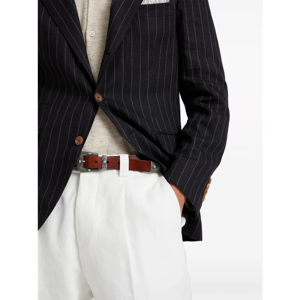 BRUNELLO CUCINELLI Stijlvolle Leren Riem voor Mannen Brown Heren