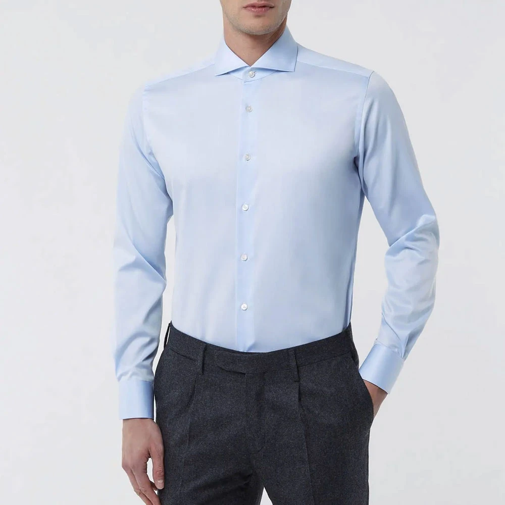 Xacus Tailor Fit Reis Shirt Blauw Blue Heren