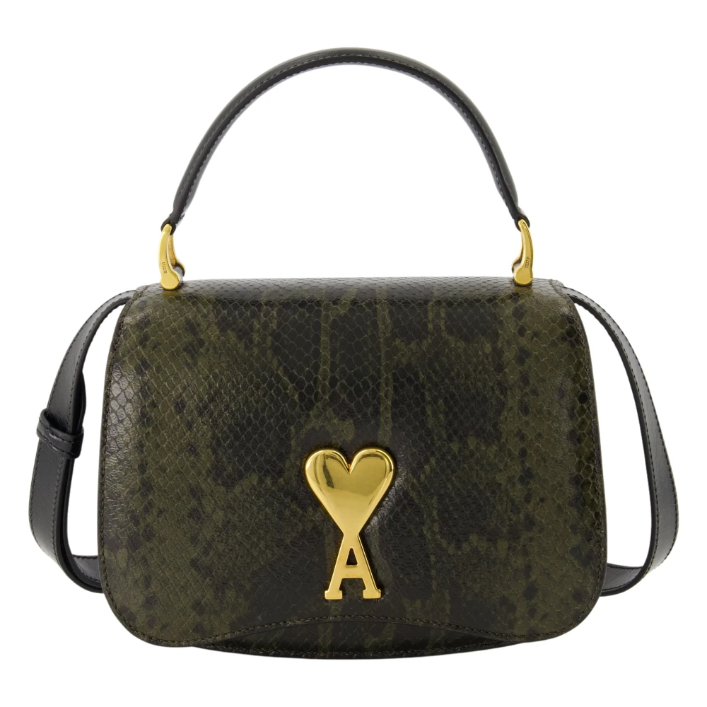 Ami Paris Groene leren klepschoudertas Black Dames