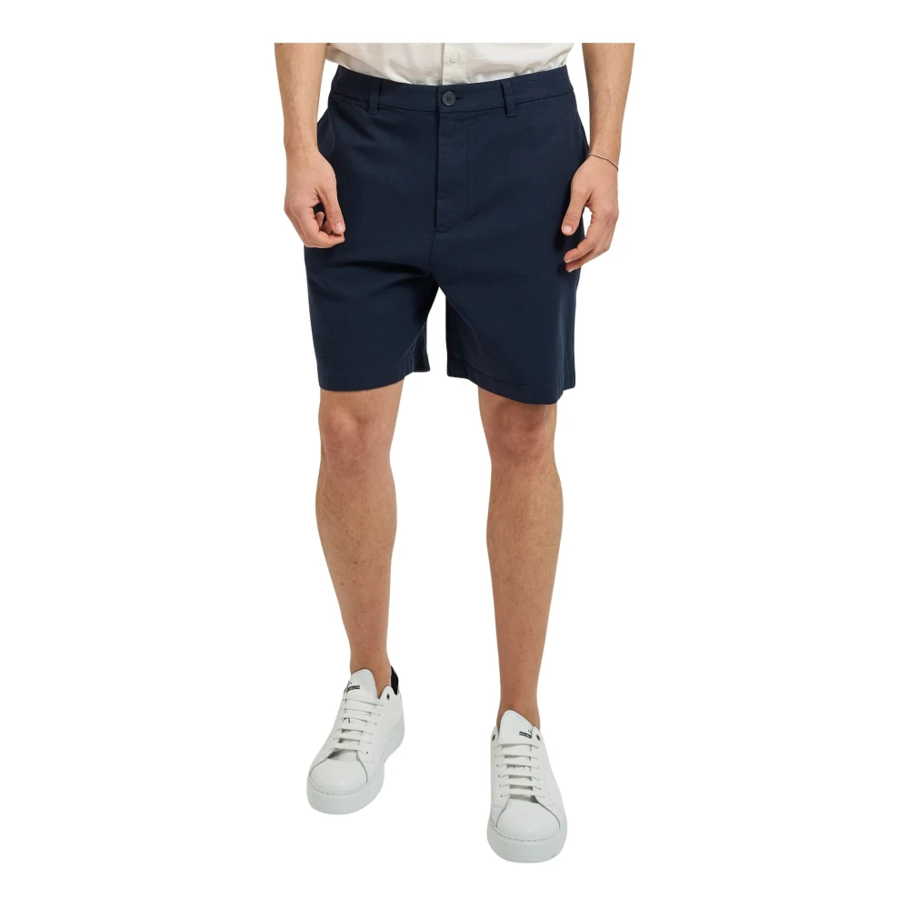 Armani Exchange Mannelijk Blauw Korte Broeken Heren, W38, Linnen, Linnenmix Bermuda Shorts