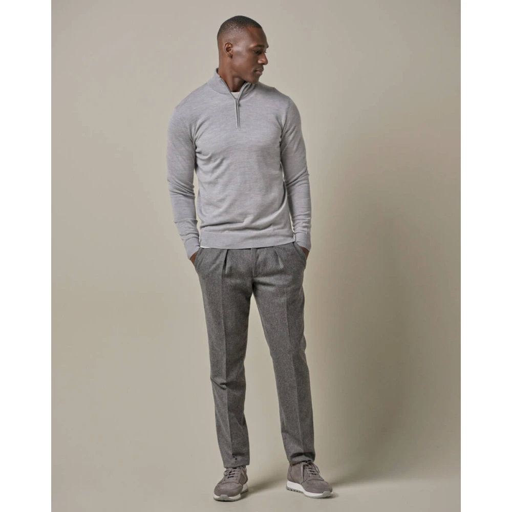 Profuomo Half Zip Pullover Grijs Mel Gray Heren