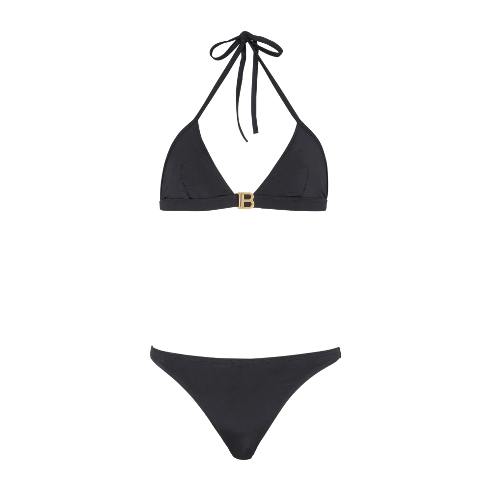Balmain Women's Black B Triangle Bikini - Bikinis - L - Swimwear