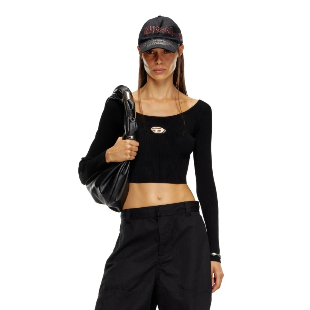 Diesel Gebreide Top met Uitsnede Black Dames