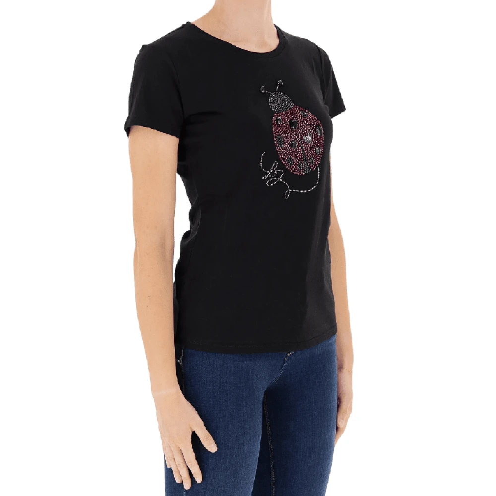 Liu Jo Dieren Strass Zwart T-shirt Black Dames