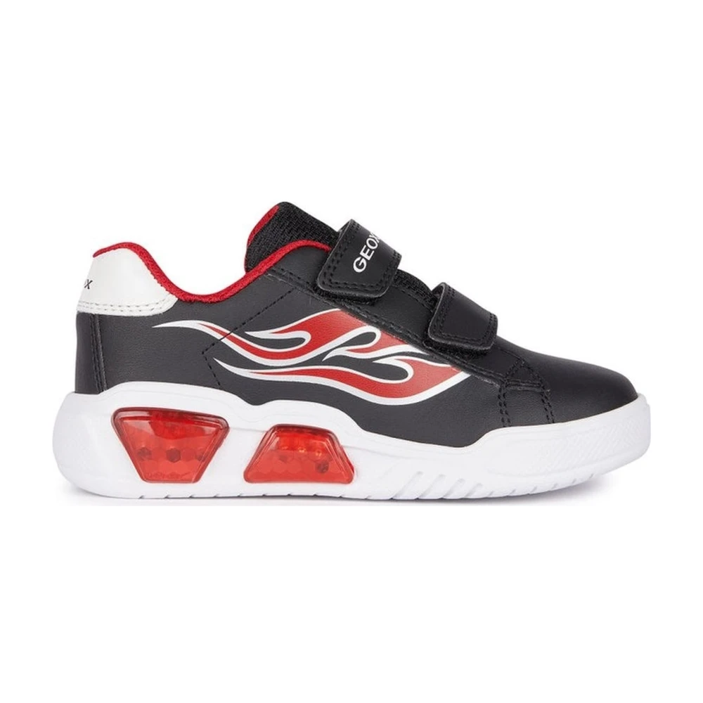 Geox Boys Multicolor Sneakers,, Black Red Kids Trainers Size 34 Eu