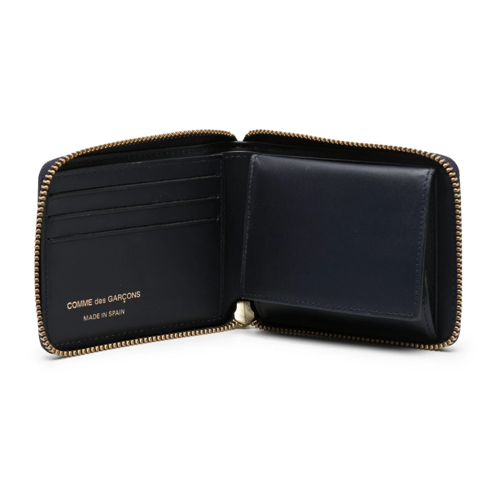 Comme des Garçons Navy Leren Portemonnee Klassieke Lijn Blue Unisex