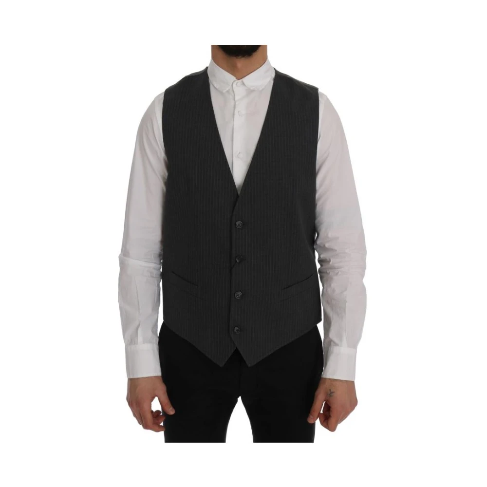 Dolce & Gabbana Men's Gray Pinstripe Waistcoat - Waistcoats - L - Suits