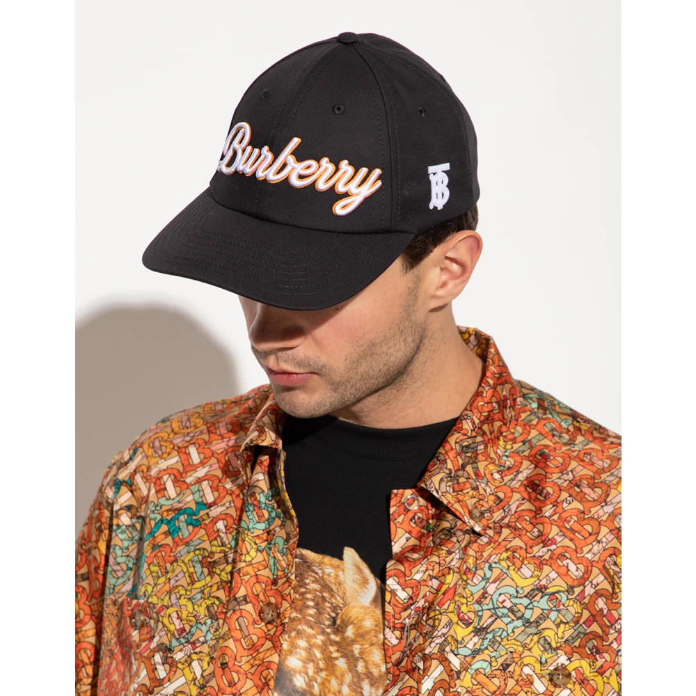 Burberry Logo Baseball Cap Navy Katoen Blue Heren