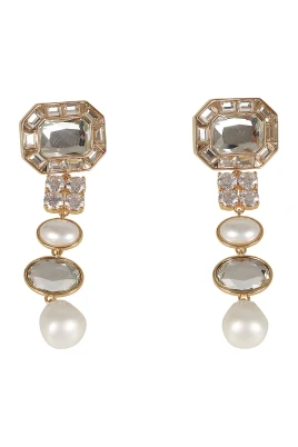 Crystal Pearl Tiered Earrings