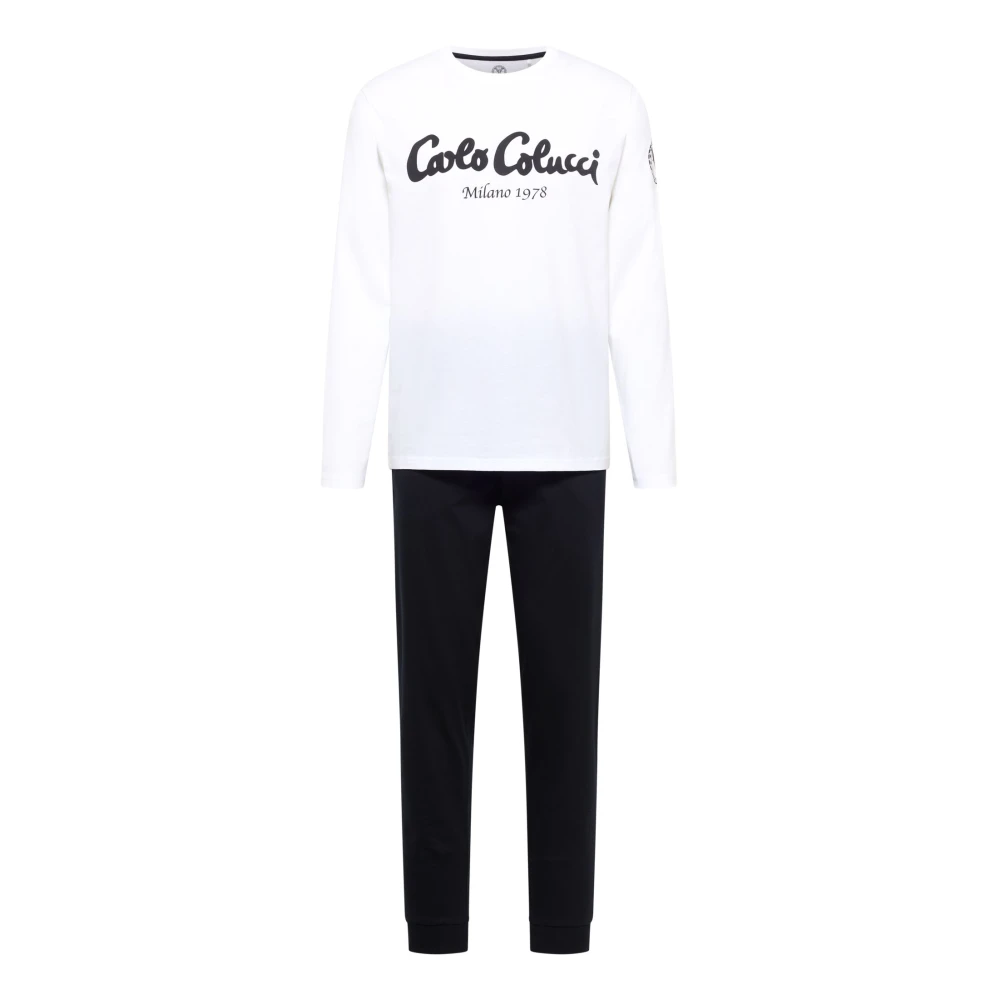 Carlo Colucci Men's White Pyjama Set - Pyjamas - 2XL - Nightwear & Lounge