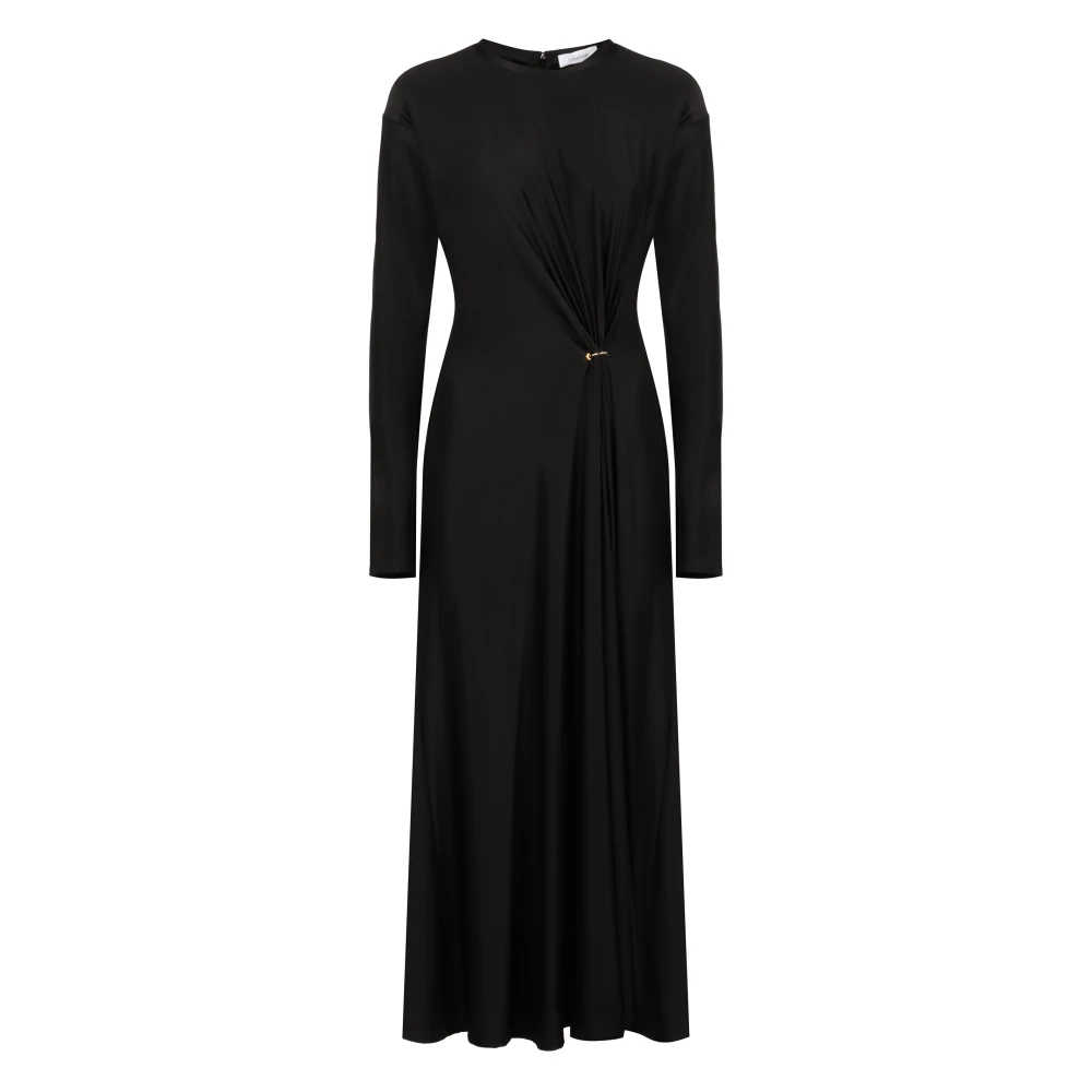 Rabanne Women's Black Midi Dresses, S, Draped Viscose Dress