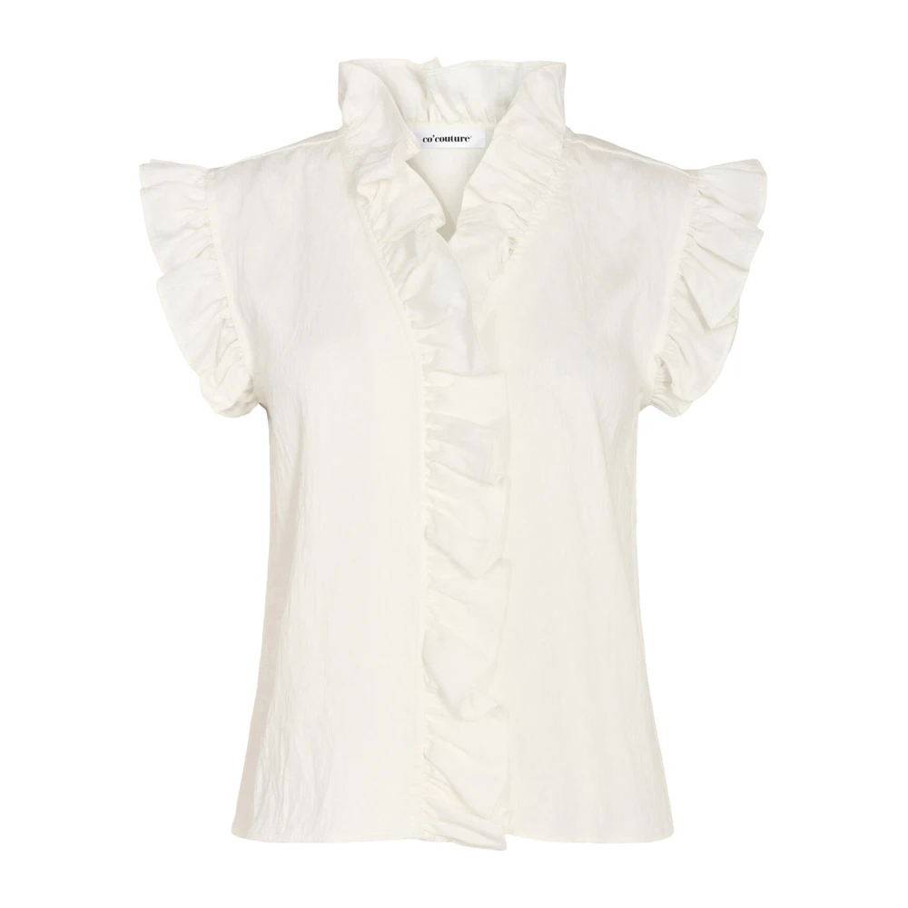 Co'Couture Ruches Top Blouse Wit White Dames