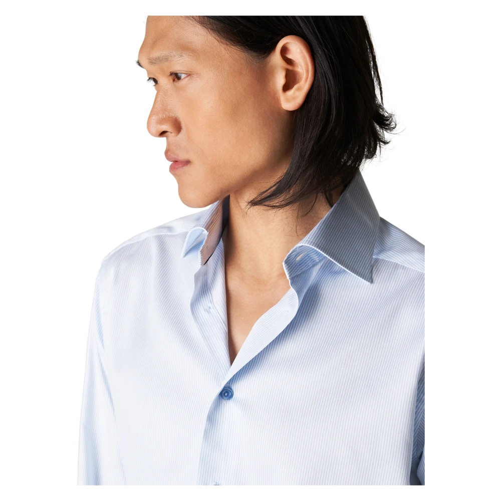 Eton Gestreept katoen-lyocell stretch overhemd White Heren