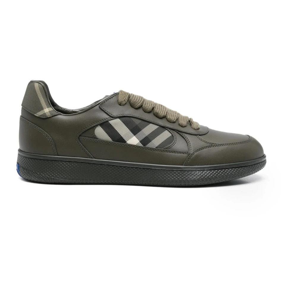 Burberry Men's Green Check-Panel Trainers - Sneakers - 6 Uk - Shoes