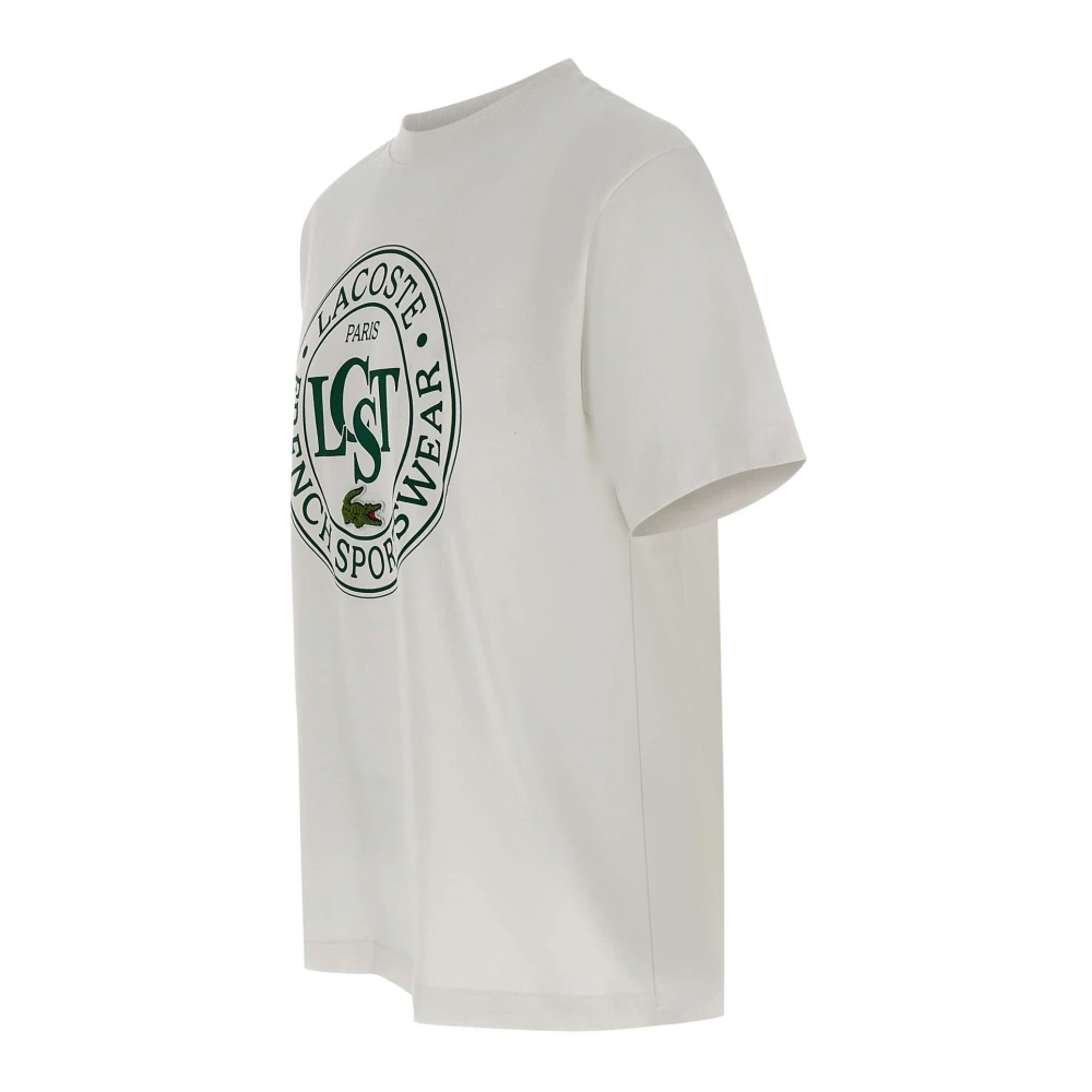 Lacoste Heren T-shirt Wit Logo Print White Heren