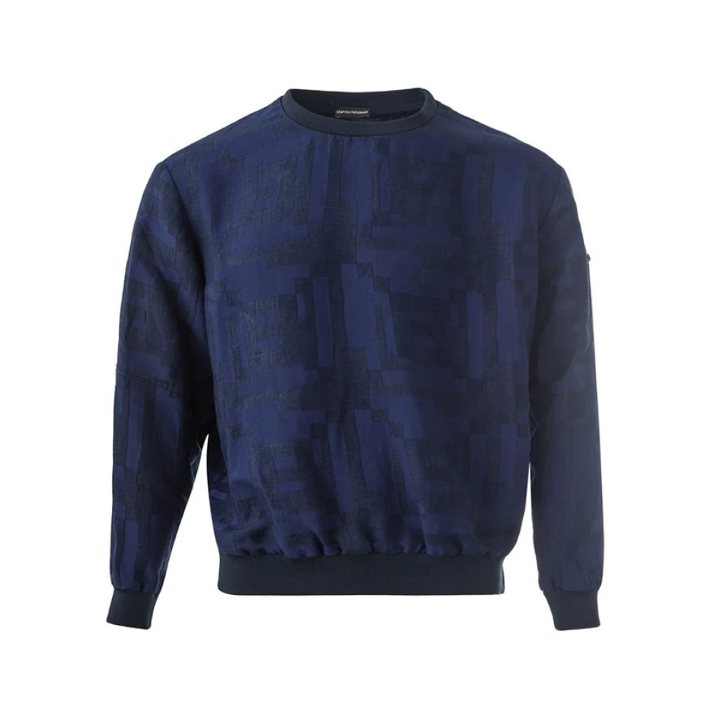 Emporio Armani Blauw Linnen Elegant T-Shirt voor Mannen Blue Heren