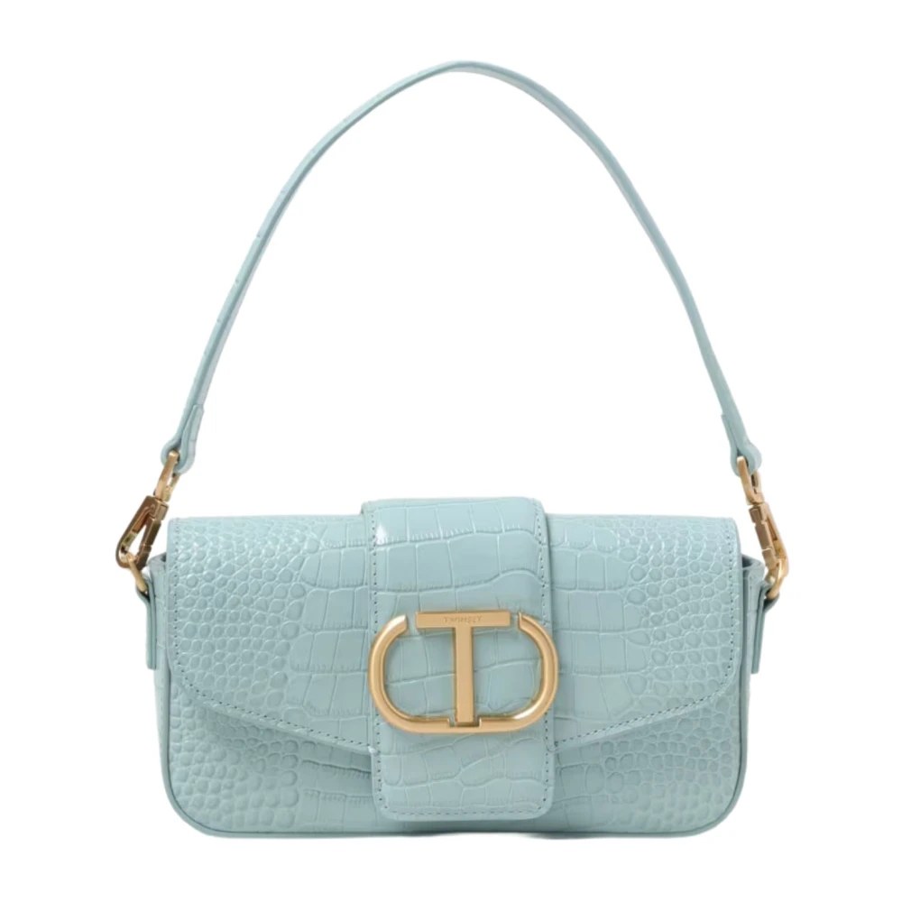 Twinset Lichtblauwe Krokodillenprint Leren Tas Blue Dames