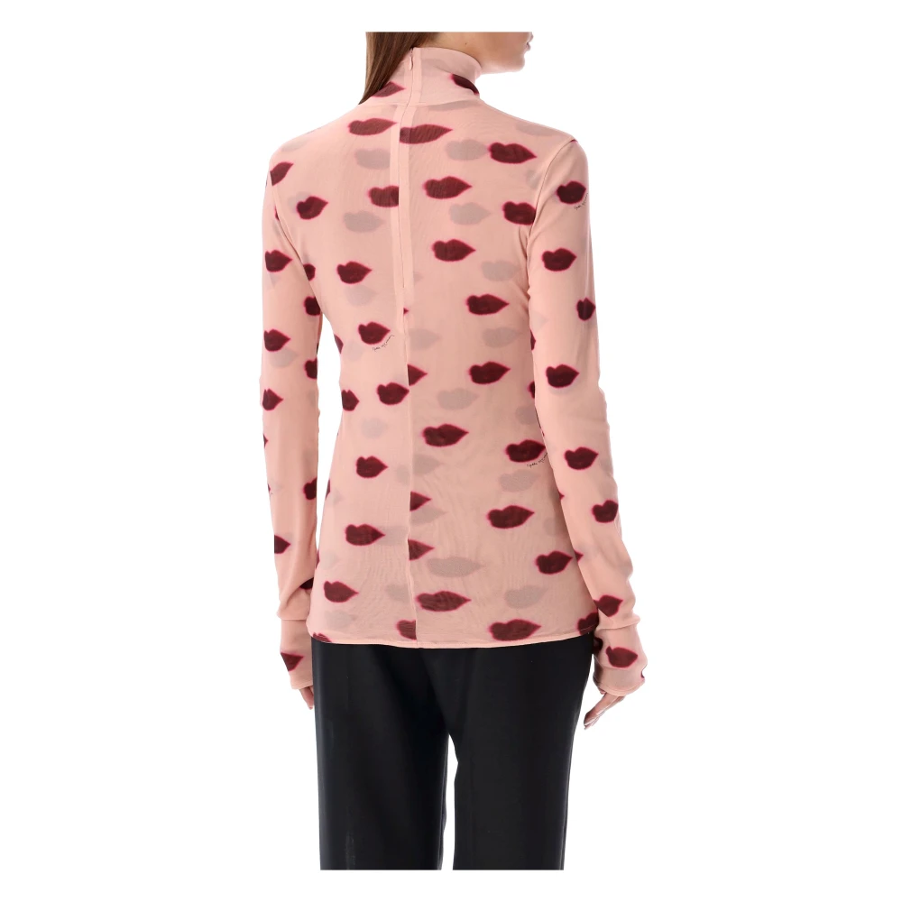 Stella Mccartney Lippenprint Mesh Top Dusty Rose Pink Dames