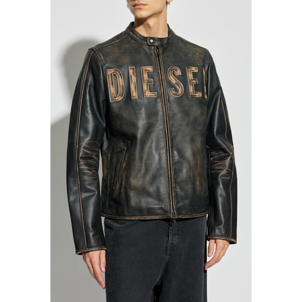 Diesel Leren jas L-Met-A A14269 Black Heren
