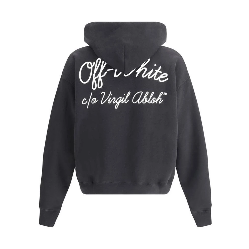 Off White Monogram Print Skate Hoodie Black Heren