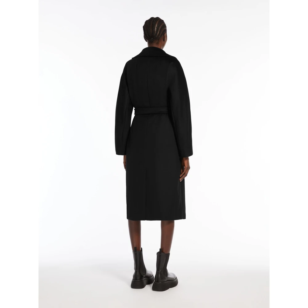 Max Mara Weekend Dubbelbreasted wollen jas met op maat gemaakte details Black Dames