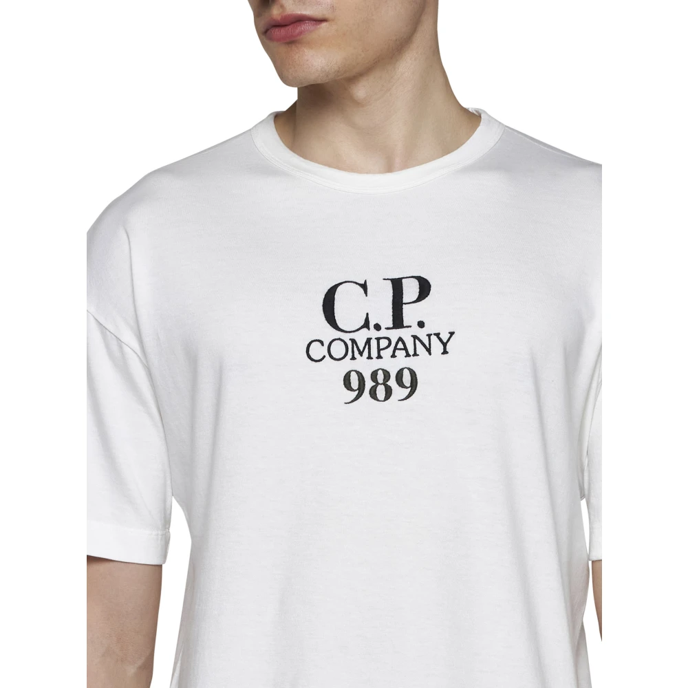 C.P. Company Geborduurd Logo Crew Neck T-shirt White Heren