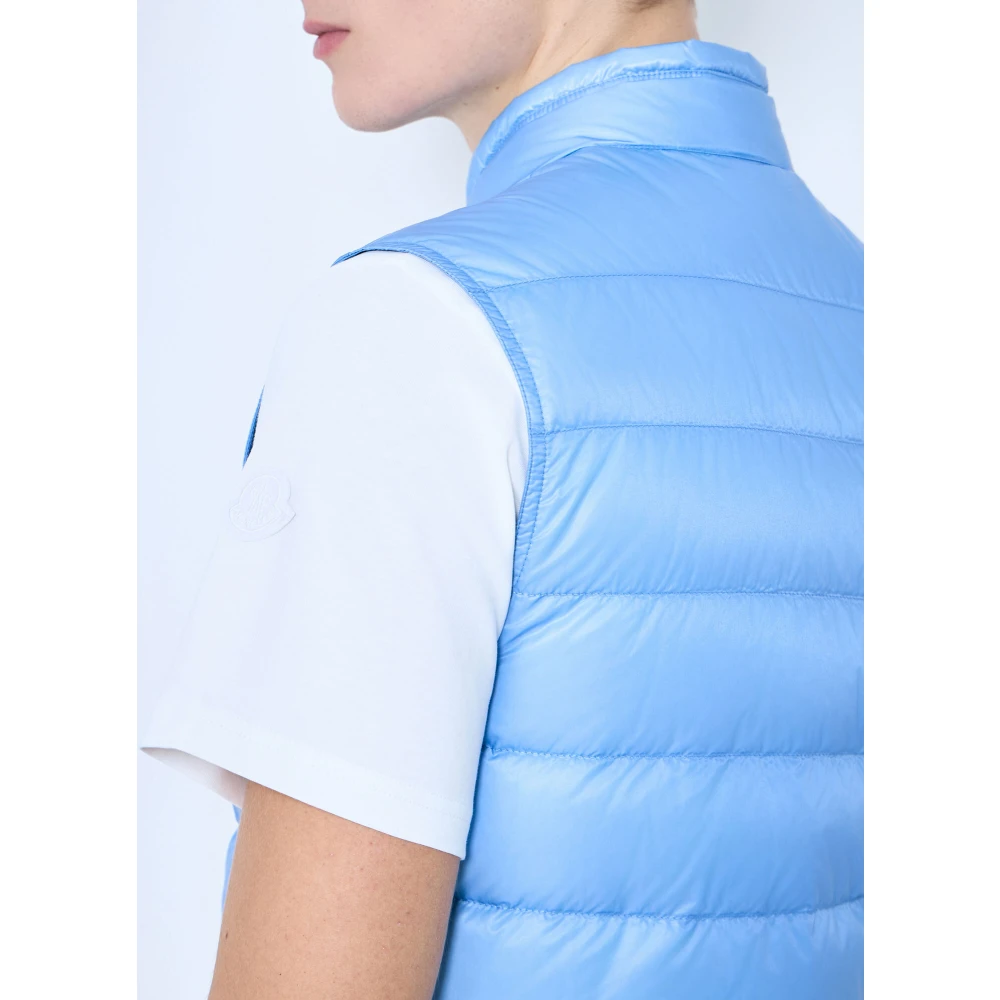 Moncler Gewatteerd Down Gilet met Logopatch Blue Heren